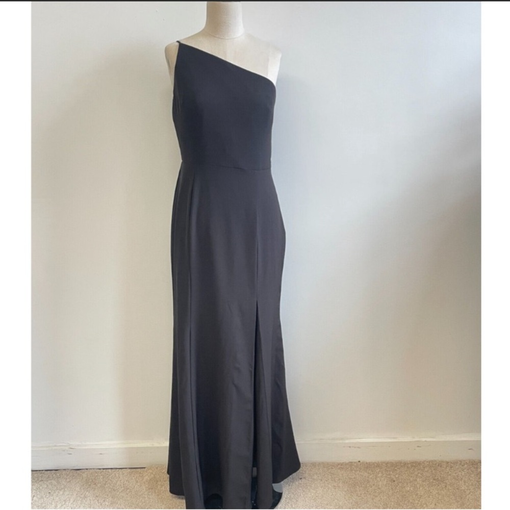 Amsale Black One Shoulder Long Formal Gown - Size 10